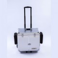 Pedicurekoffer met trolley (grote wielen), afneembare zijvakken, dubbel stopcontact (ZILVER)